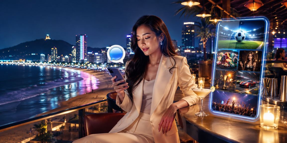 Người dùng truy cập s999 trên điện thoại tại bãi biển Vũng Tàu